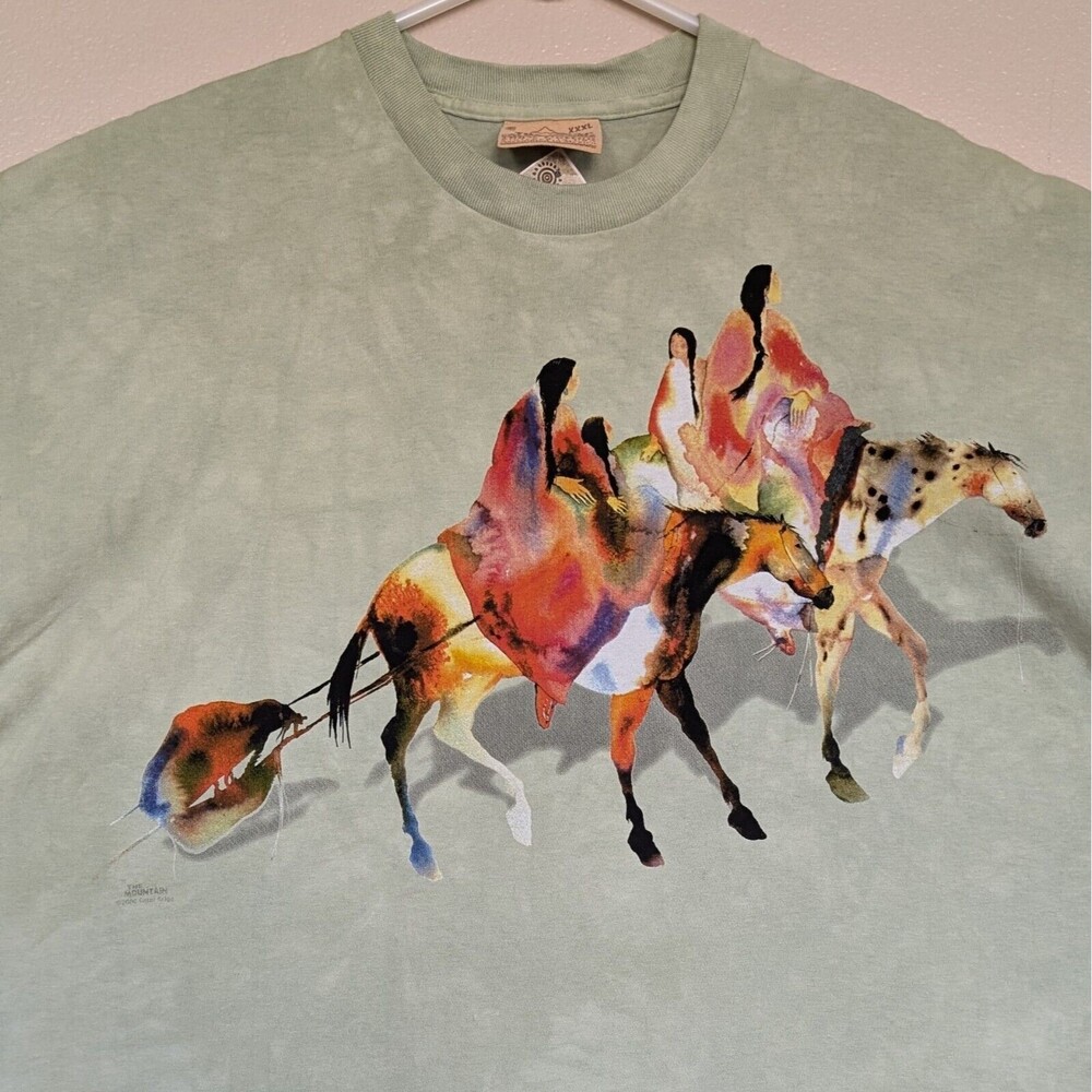 Vtg The Mountain Native Americans On Horseback 3XL T-Shirt Hood River Oregon NWT